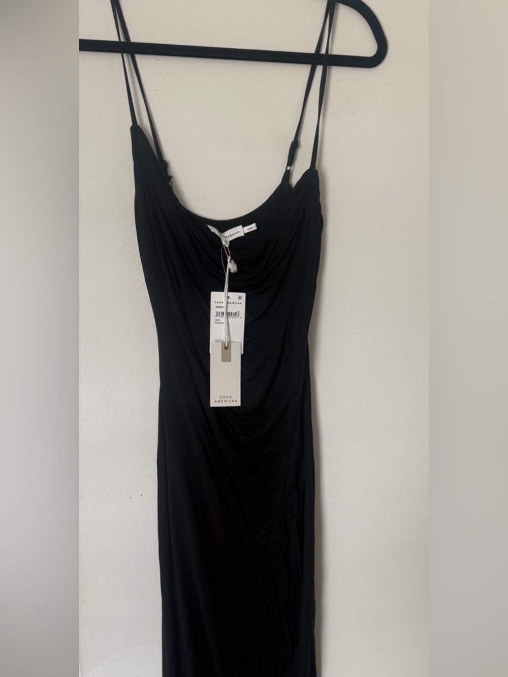 Good American Black Ruched Bodycon Maxi Dress